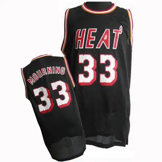 Men's Alonzo Mourning Miami Heat Black Throwback Finals Patch Jersey - Authentic