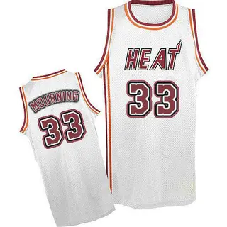 Men's Alonzo Mourning Miami Heat White Throwback Finals Patch Jersey - Authentic