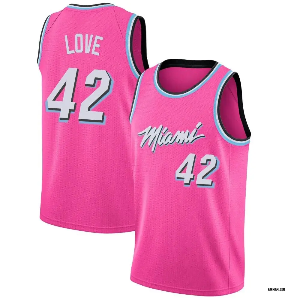 Men s Kevin Love Miami Heat Pink 2018 19 Jersey Earned Edition Swingman