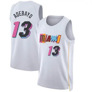 Youth Bam Adebayo Miami Heat White 2022/23 City Edition Jersey - Swingman